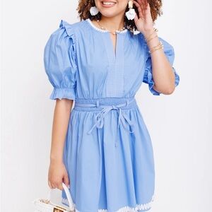 Blue Puff Sleeve Dress